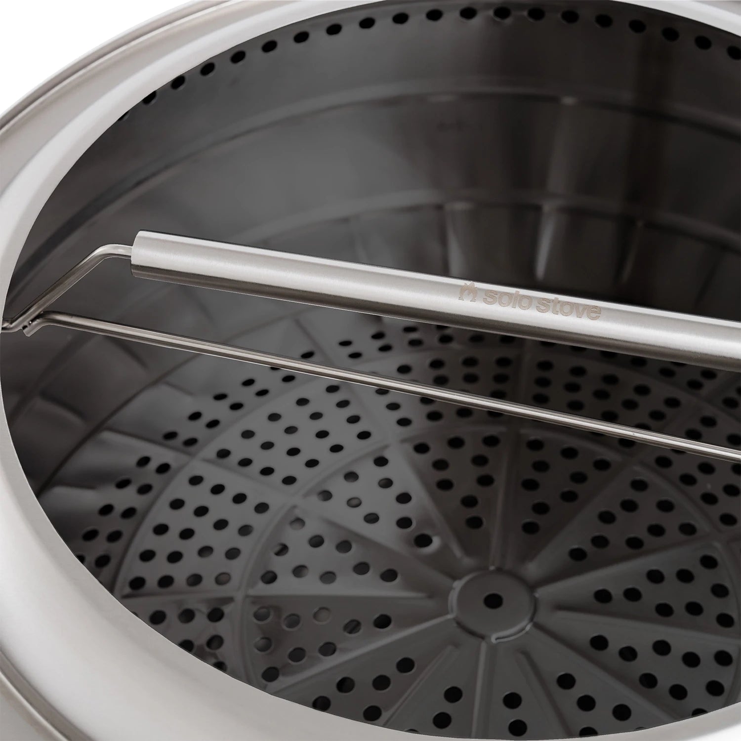 Solo Stove's Yukon fire pit handle in stainless steel