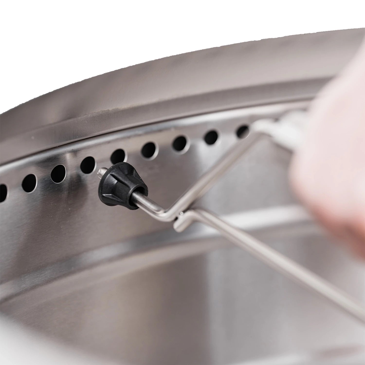 Solo Stove's Yukon fire pit handle in stainless steel