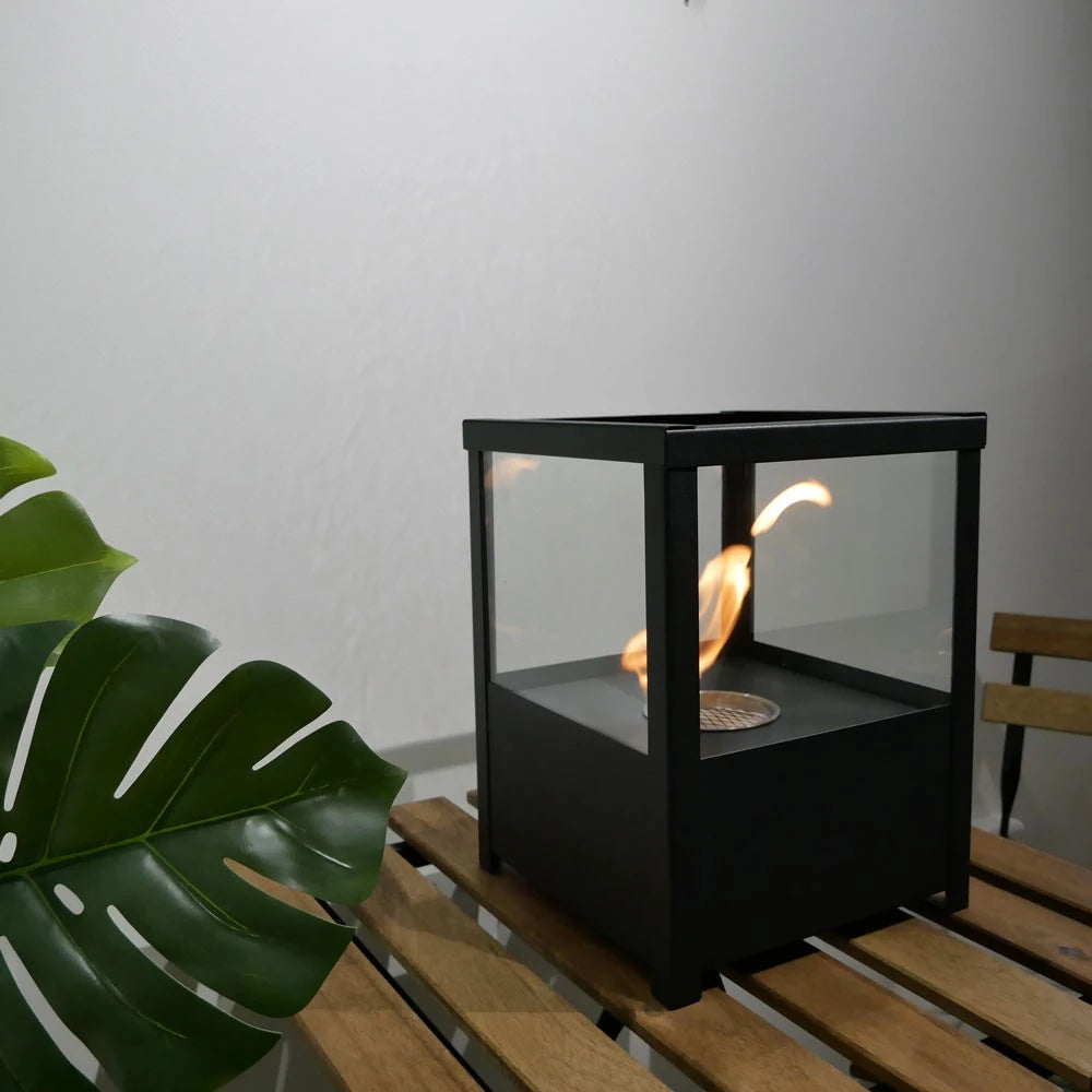 Chimenea de bioetanol de mesa cuadrada - Negro