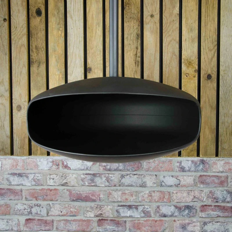 Black UFO-50 Hein & Haugaard handcrafted ceiling-mounted fireplace