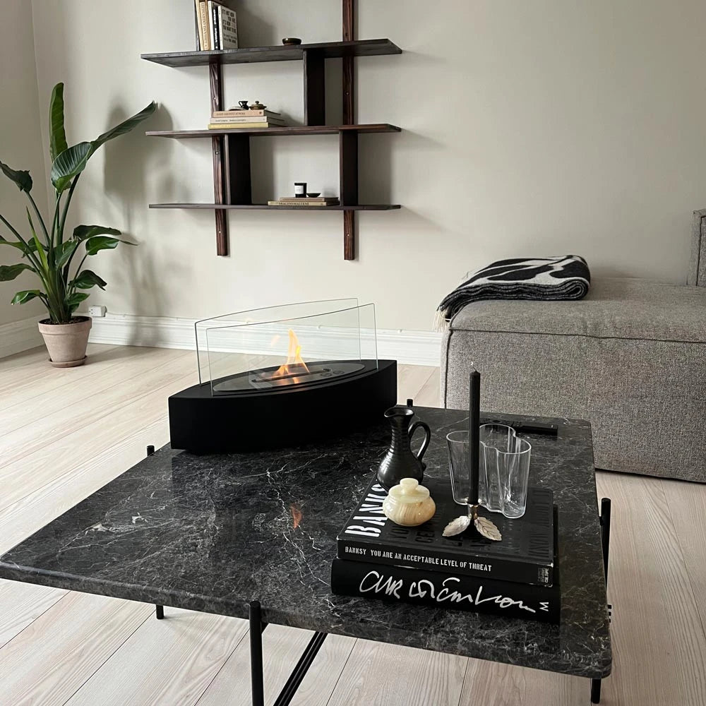 Chimenea de bioetanol de mesa ovalada - Negro