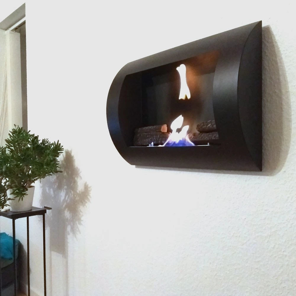 Ocean - Chimenea de bioetanol de pared Negro