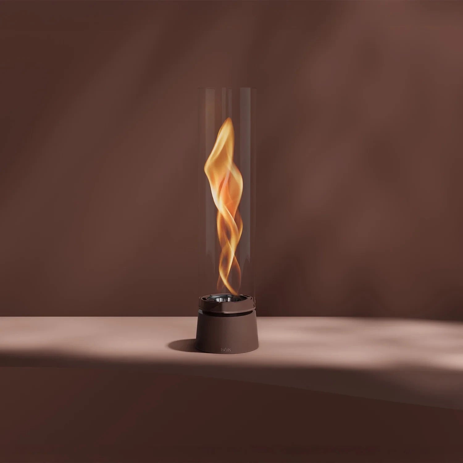 Höfats SPIN Air 1200 - Oxyde Red Tabletop Fireplace with Tall Cylindrical Glass