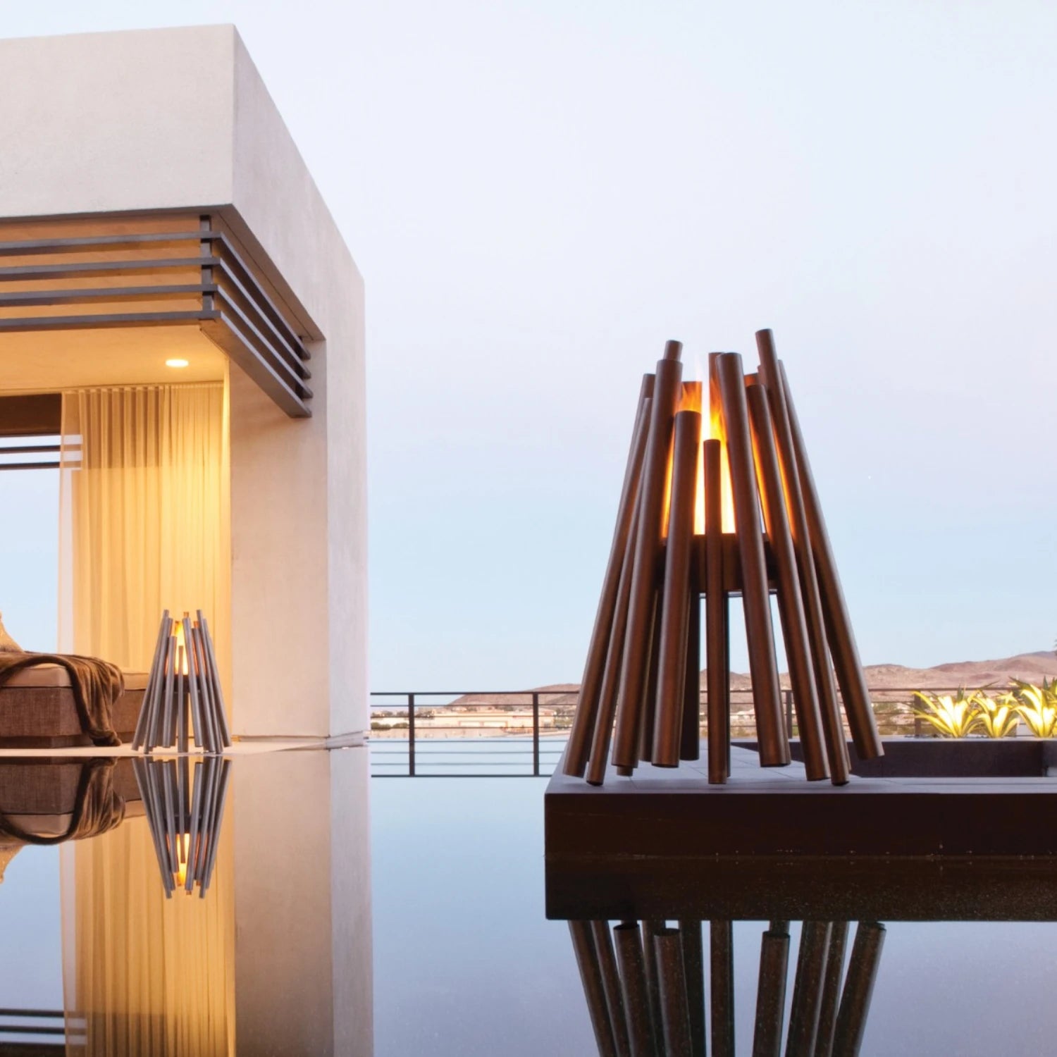 Stix Outdoor - Chimenea de bioetanol negra para exteriores