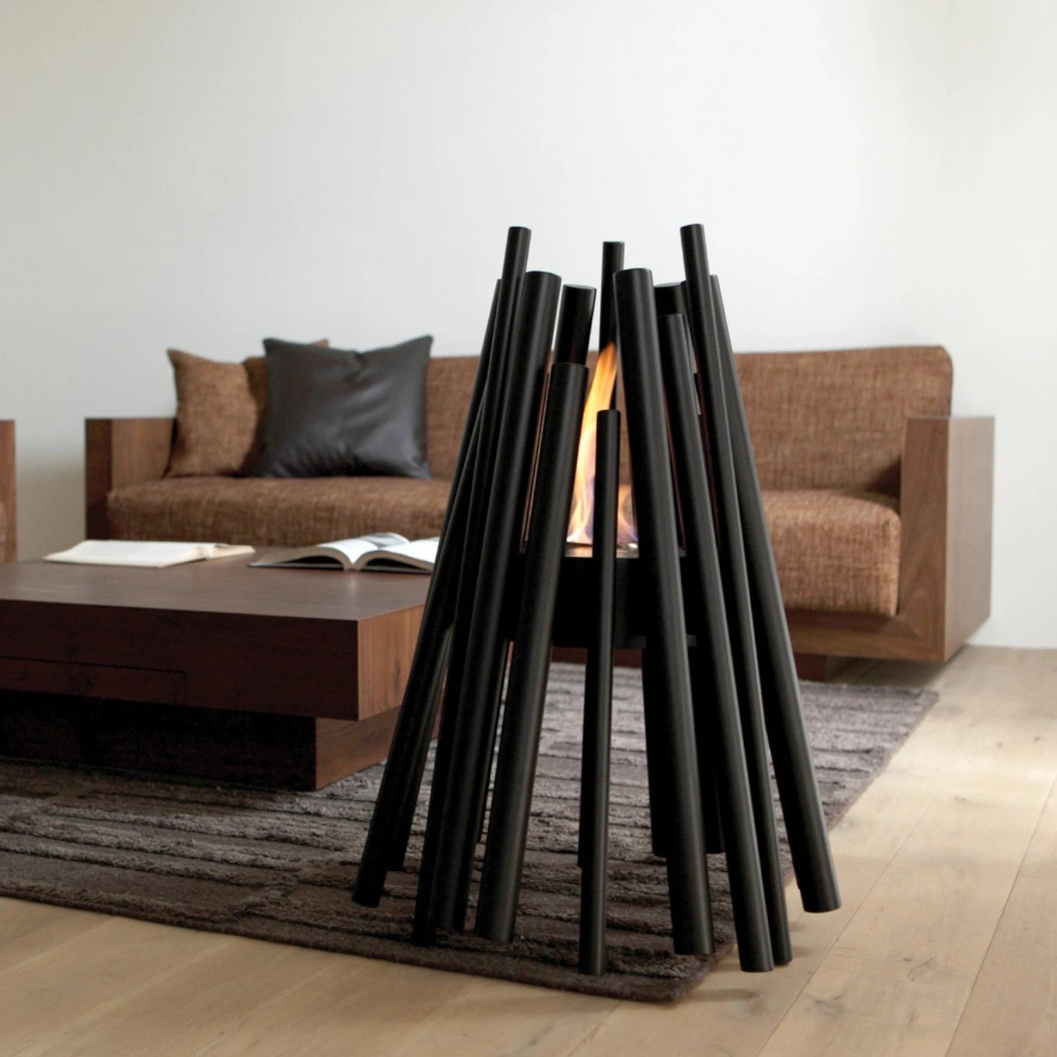 Stix Outdoor - Chimenea de bioetanol negra para exteriores