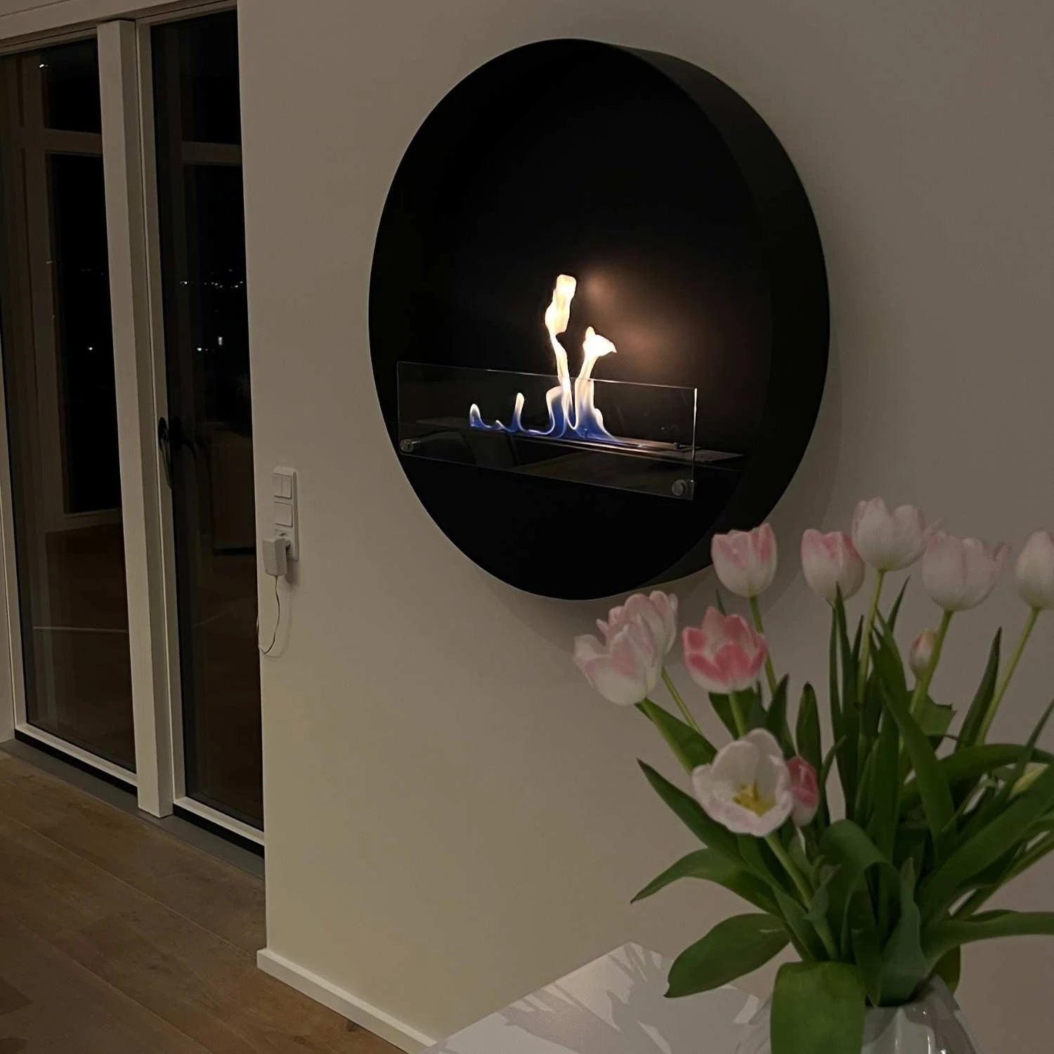 Delaware XL Negro - Chimenea bioetanol de pared