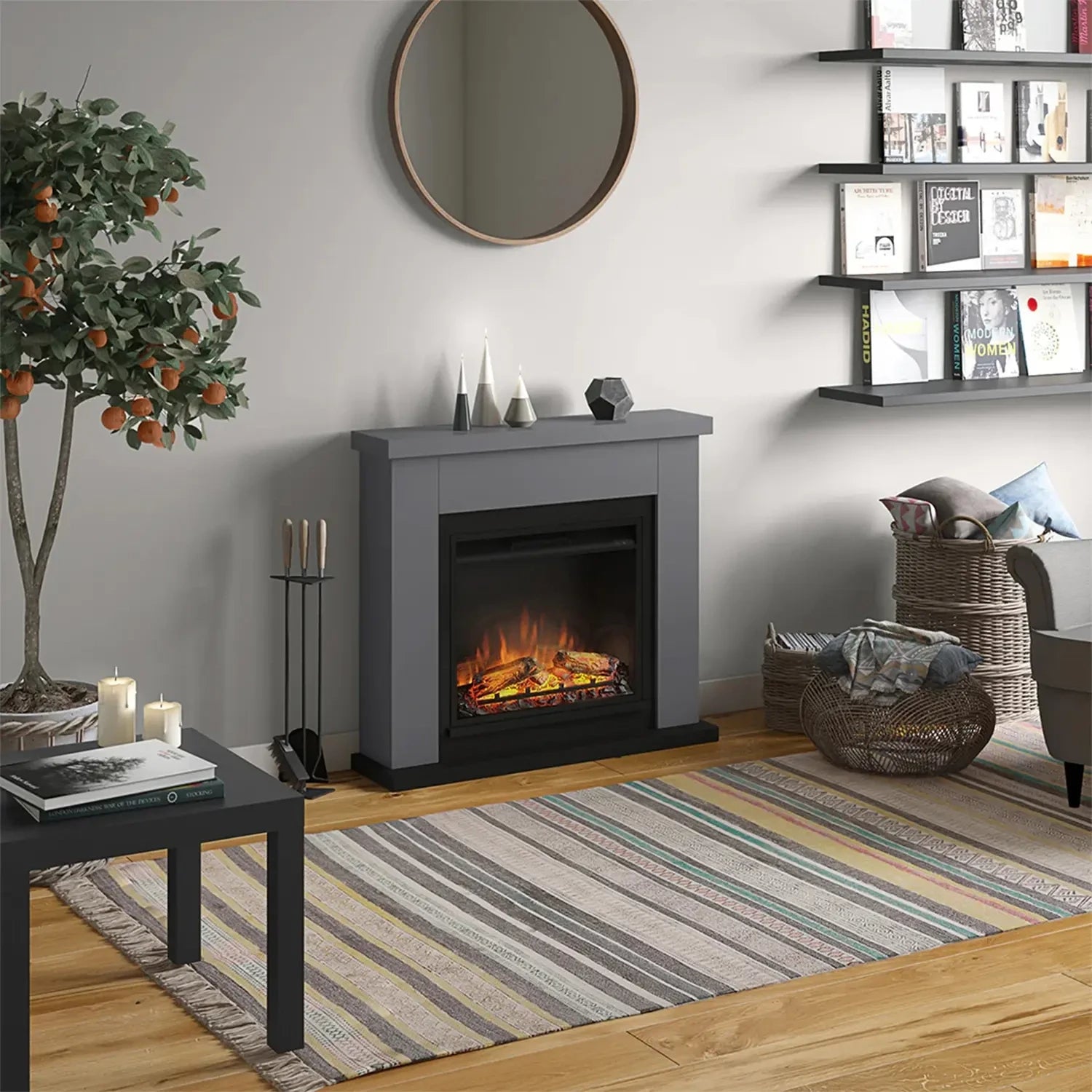 Chimenea eléctrica Frode - gris