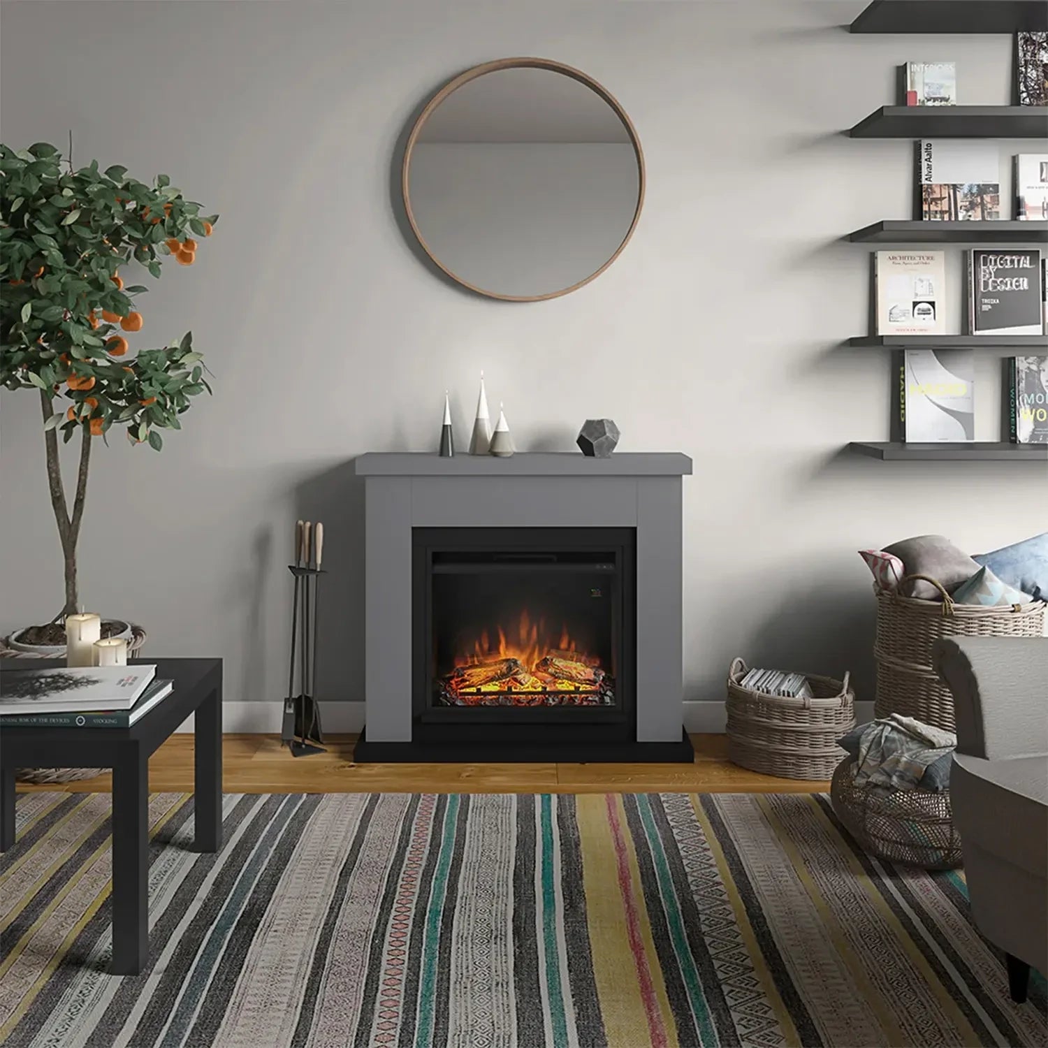 Chimenea eléctrica Frode - gris