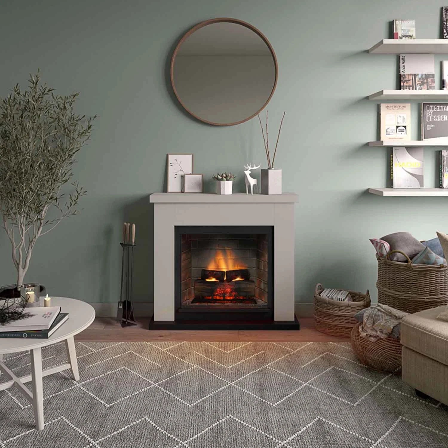 Chimenea eléctrica Frode - beige