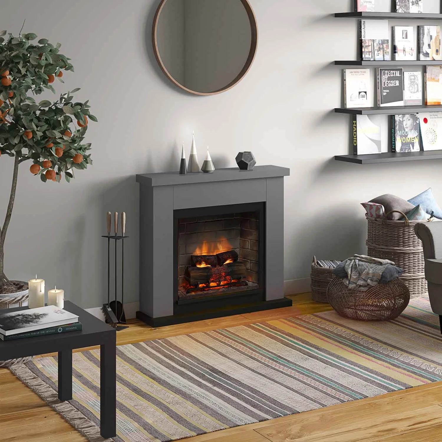 Chimenea eléctrica Frode - gris