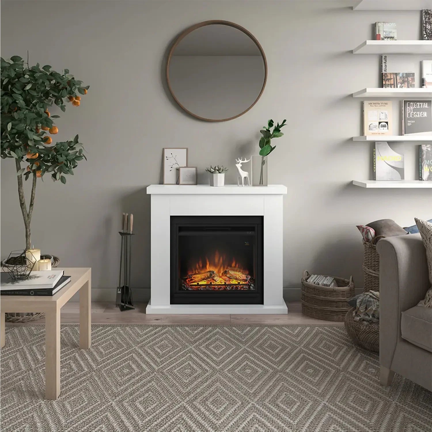 Chimenea eléctrica Frode - blanca