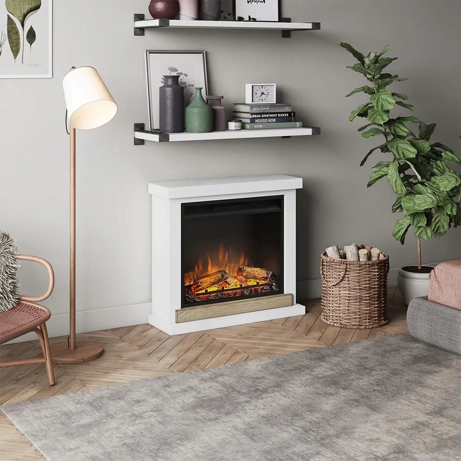 Chimenea eléctrica Hagen - blanca