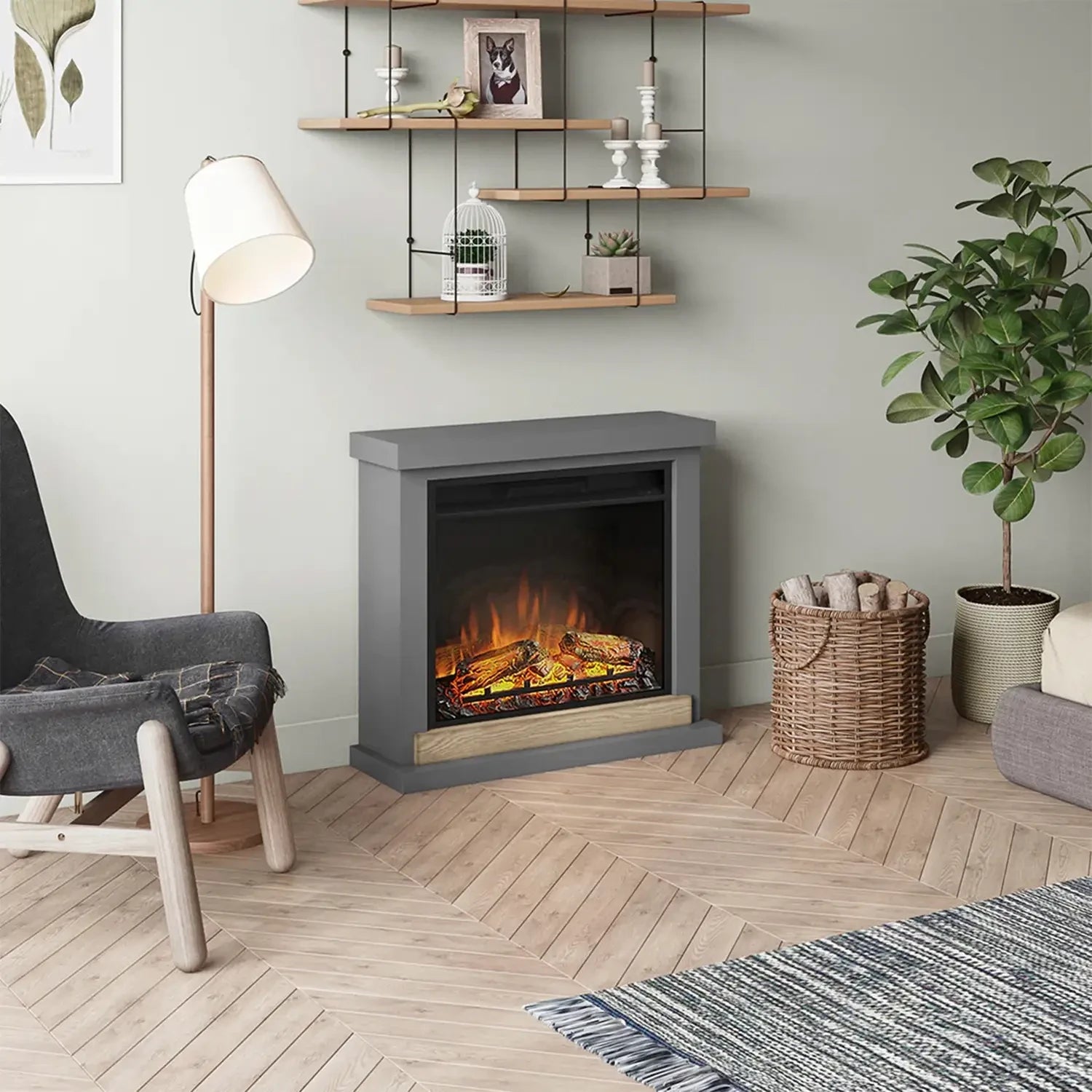 Chimenea eléctrica Hagen - gris