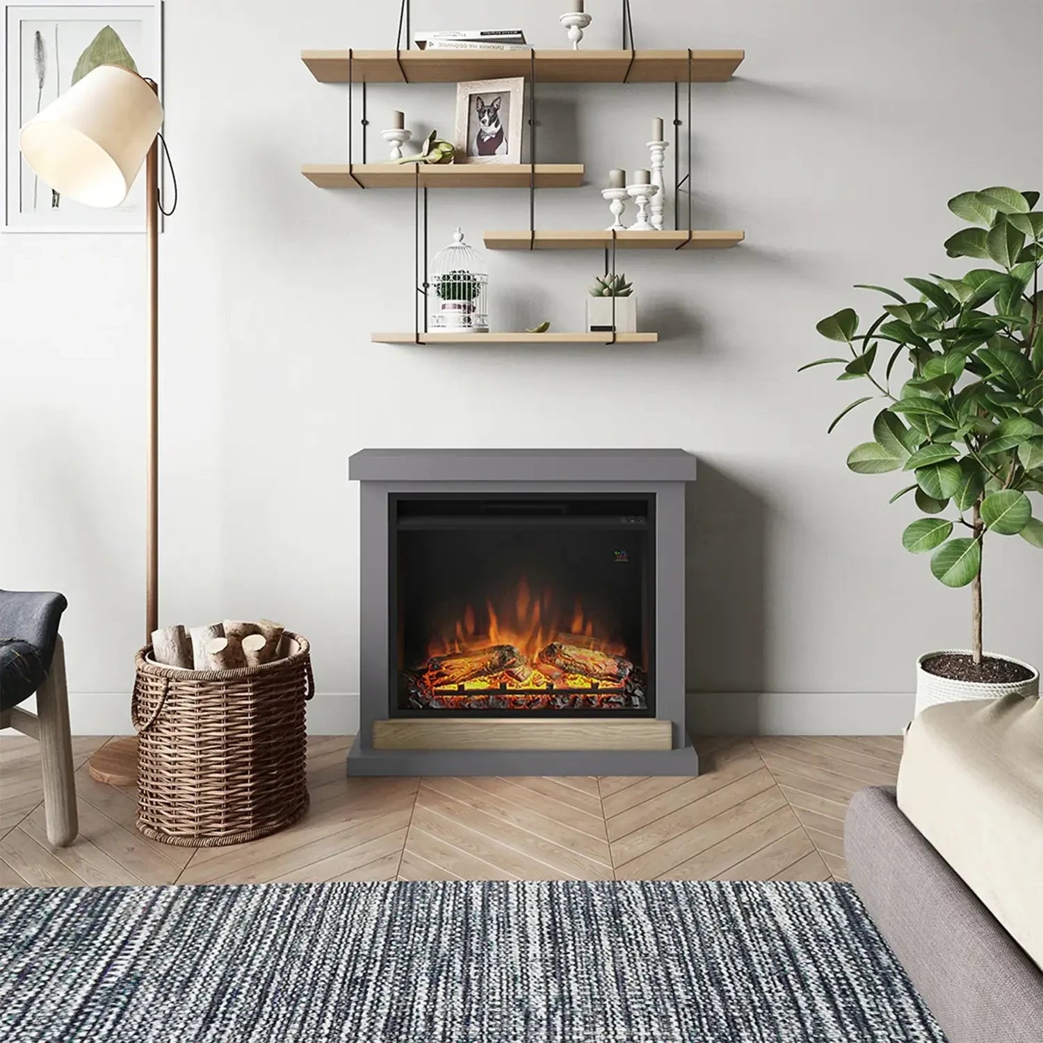 Chimenea eléctrica Hagen - gris