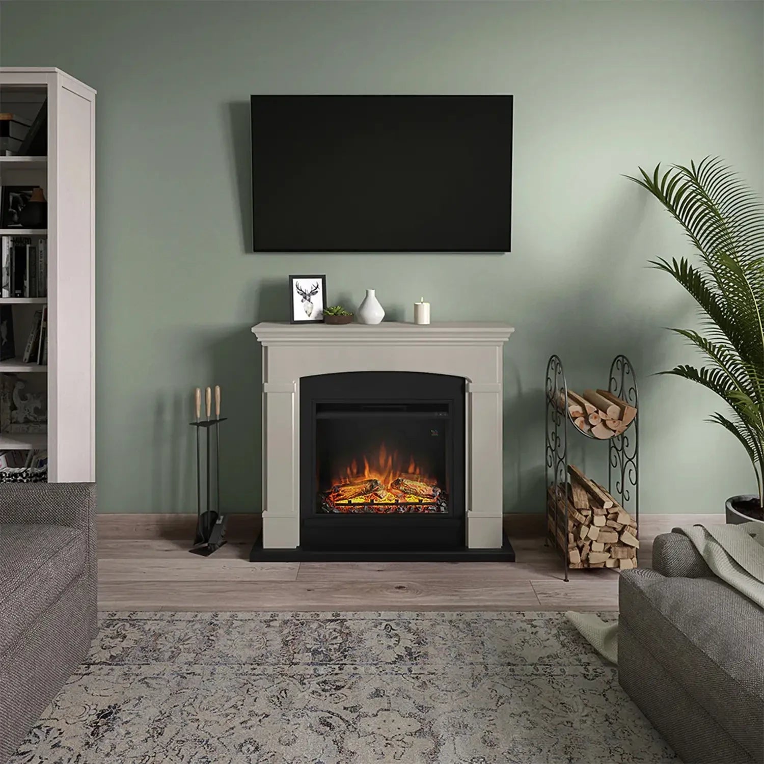 Chimenea eléctrica Helmi - beige