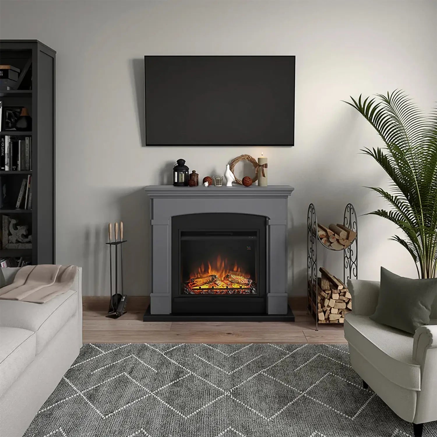 Chimenea eléctrica Helmi - gris