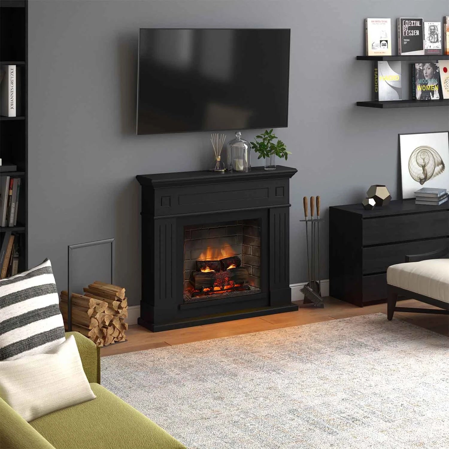 Chimenea eléctrica Larsen - negra