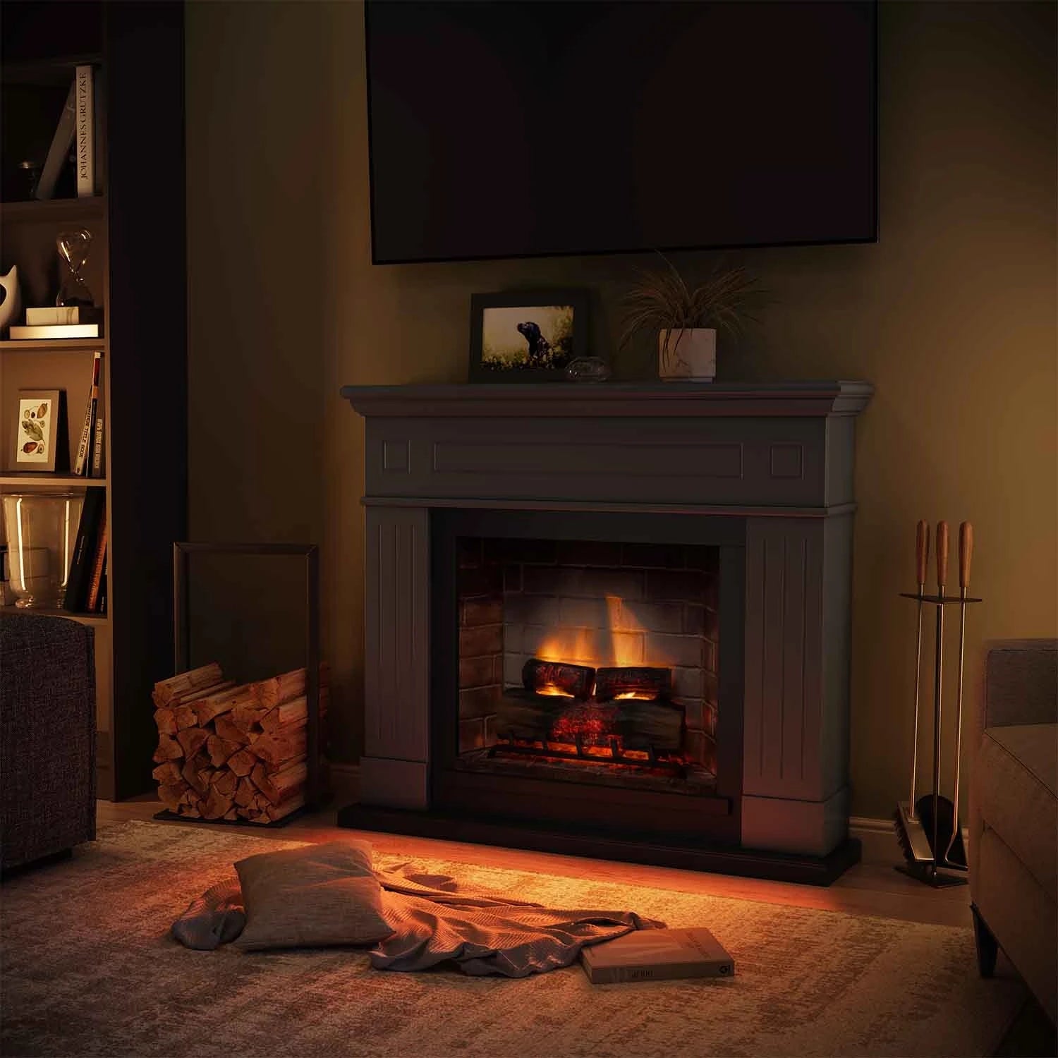 Chimenea eléctrica Larsen - gris