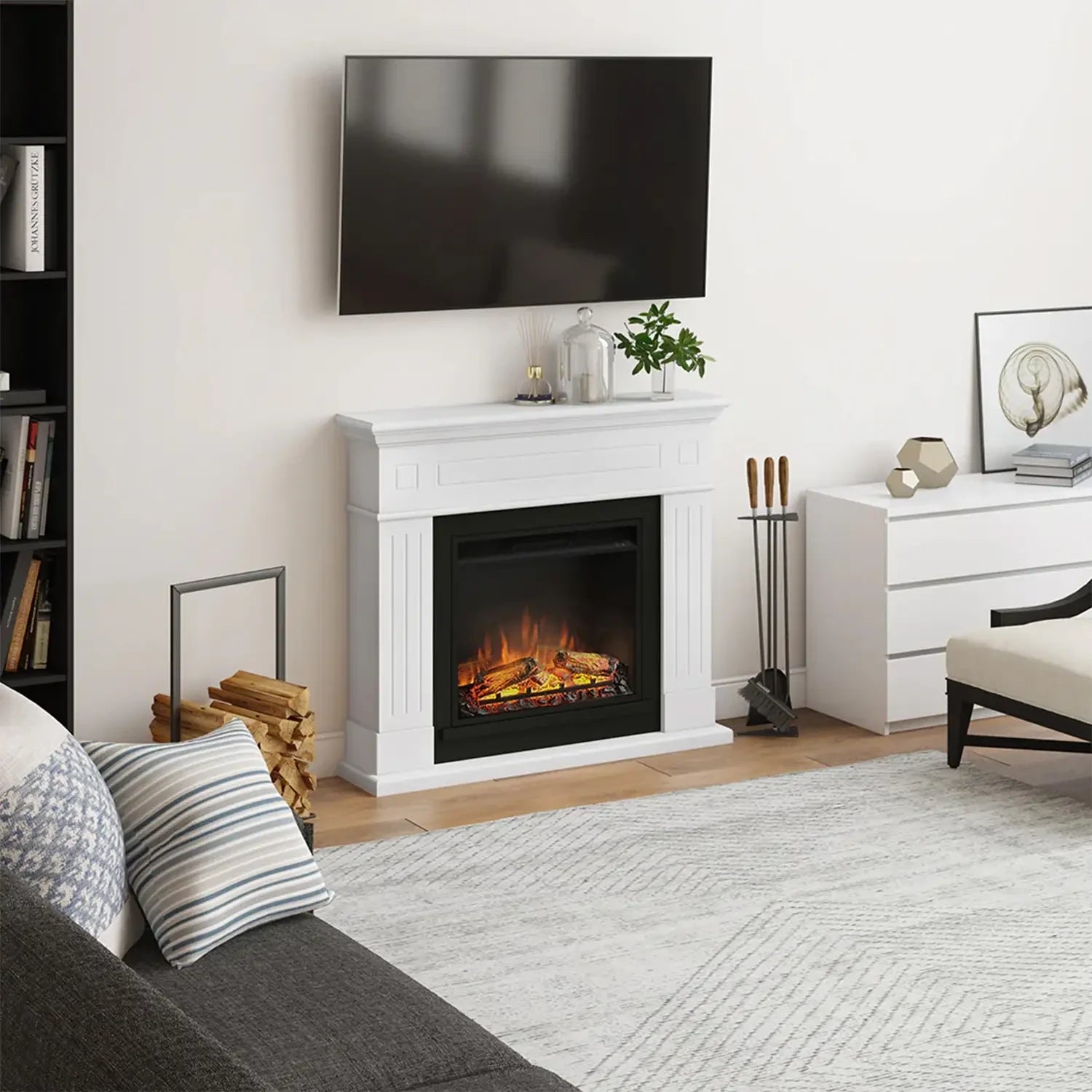 Chimenea eléctrica Larsen - blanca