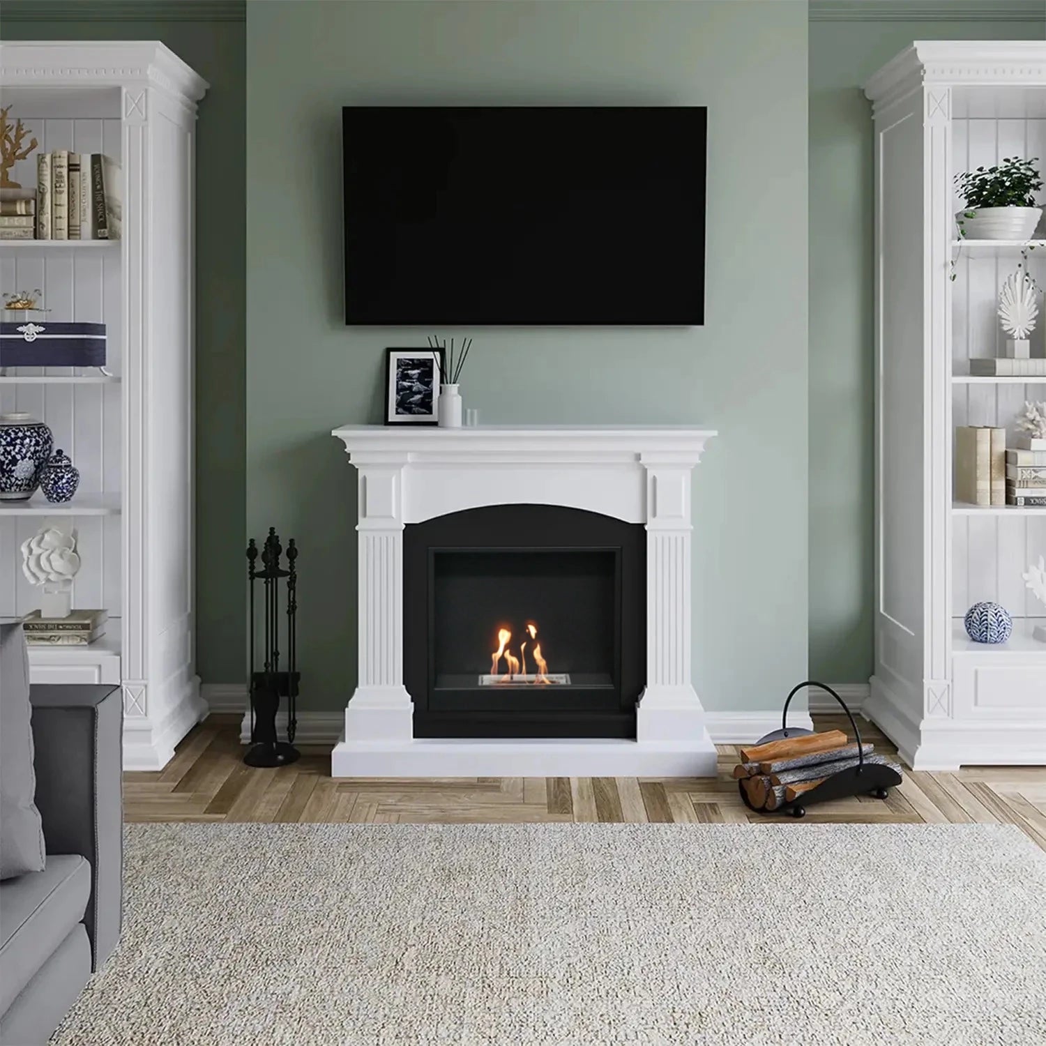 Magna White bioethanol fireplace in elegant white design for modern interior design