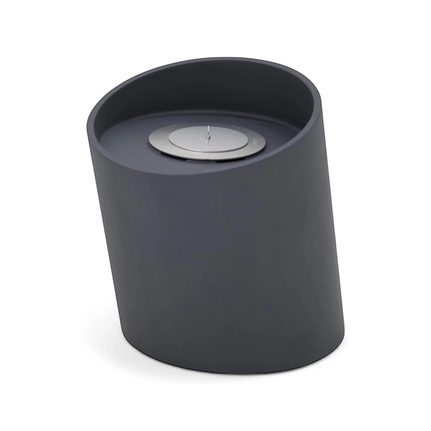 TORRE bioethanol fireplace M – black fiber concrete column with glass and blue stones