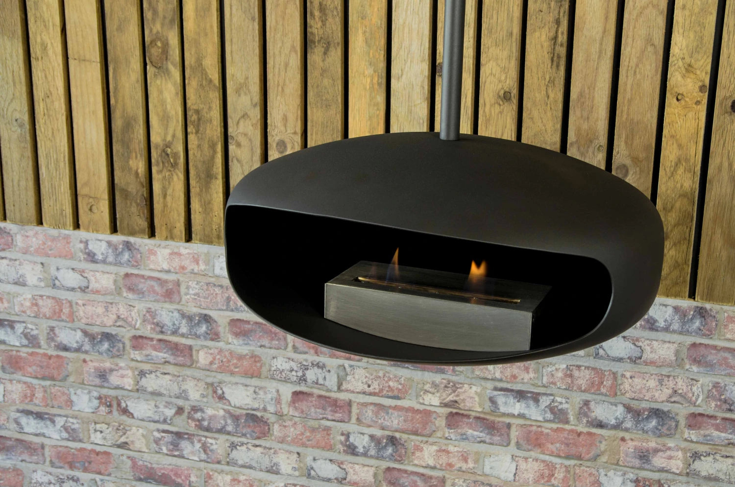 Black UFO-60 Hein & Haugaard handcrafted ceiling-mounted fireplace