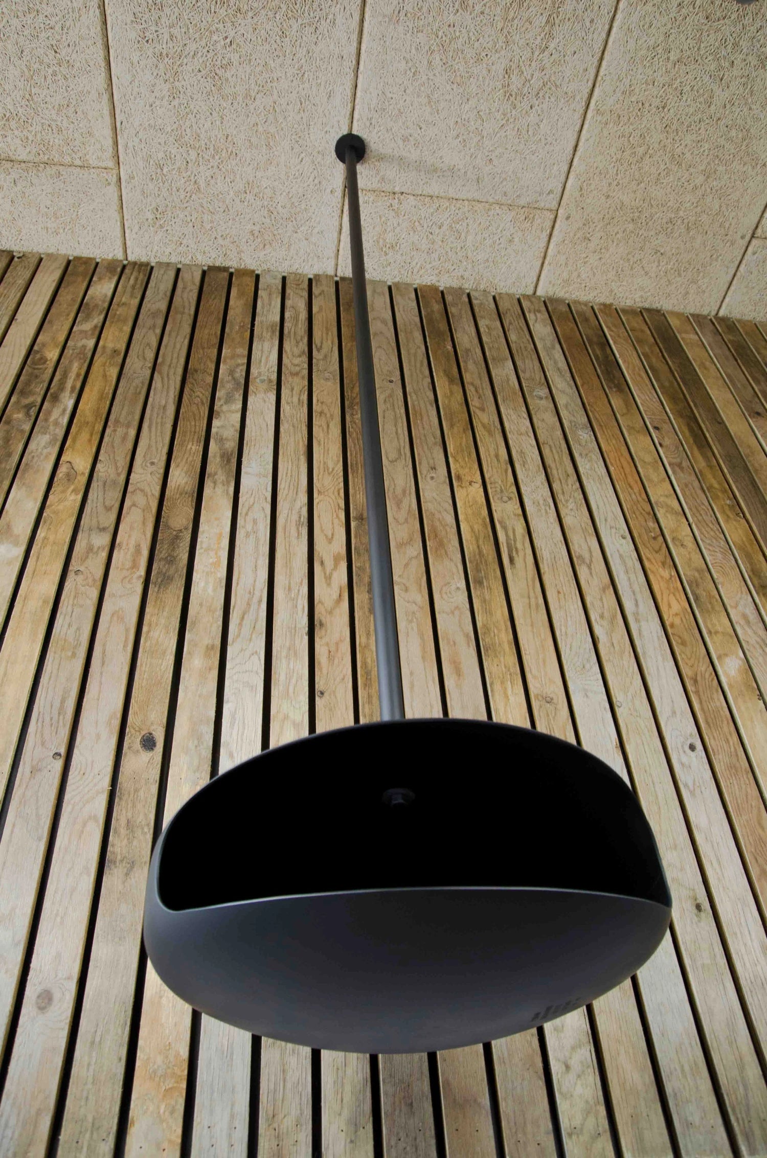 Black UFO-50 Hein & Haugaard handcrafted ceiling-mounted fireplace