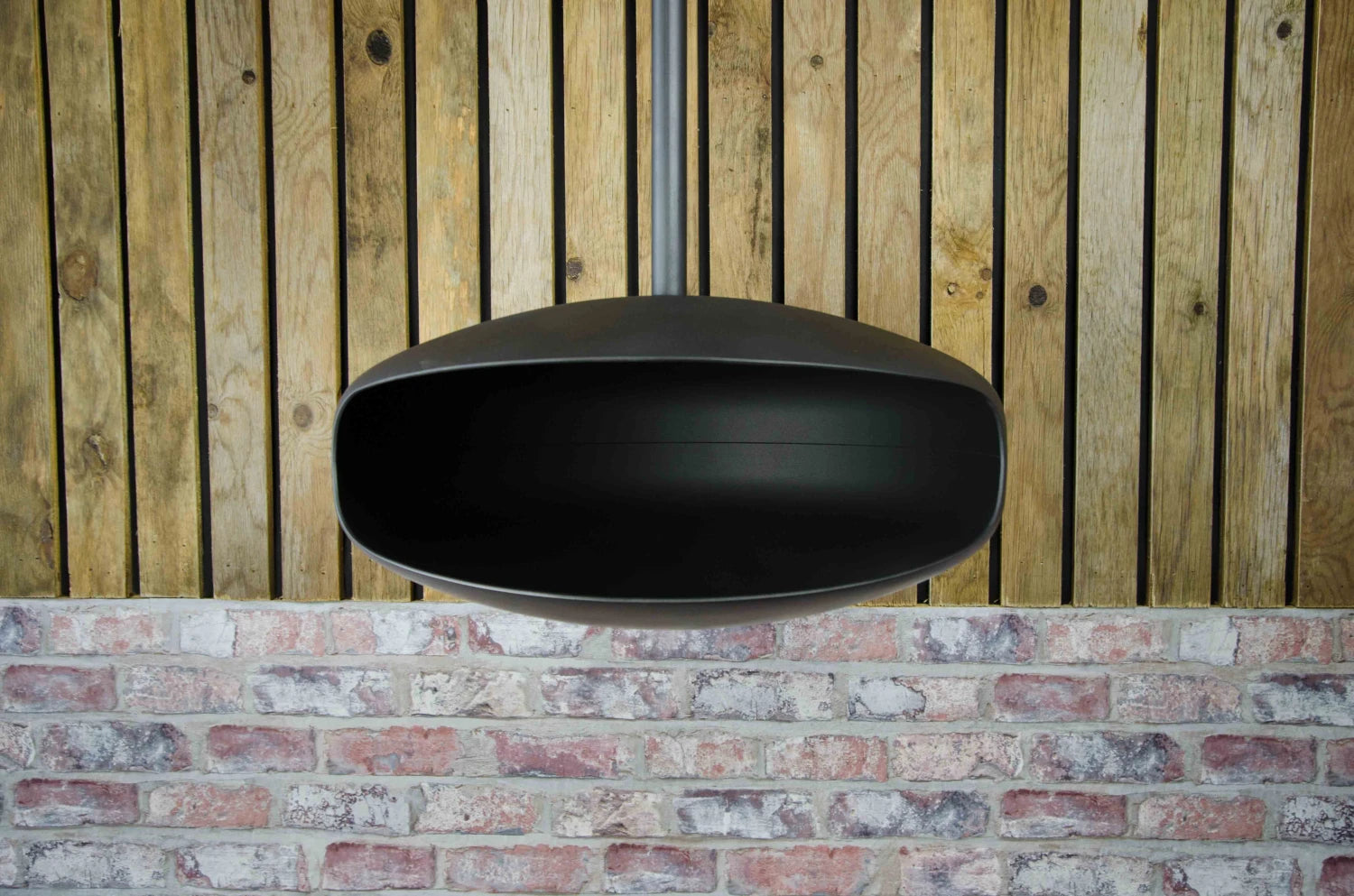 Black UFO-50 Hein & Haugaard handcrafted ceiling-mounted fireplace
