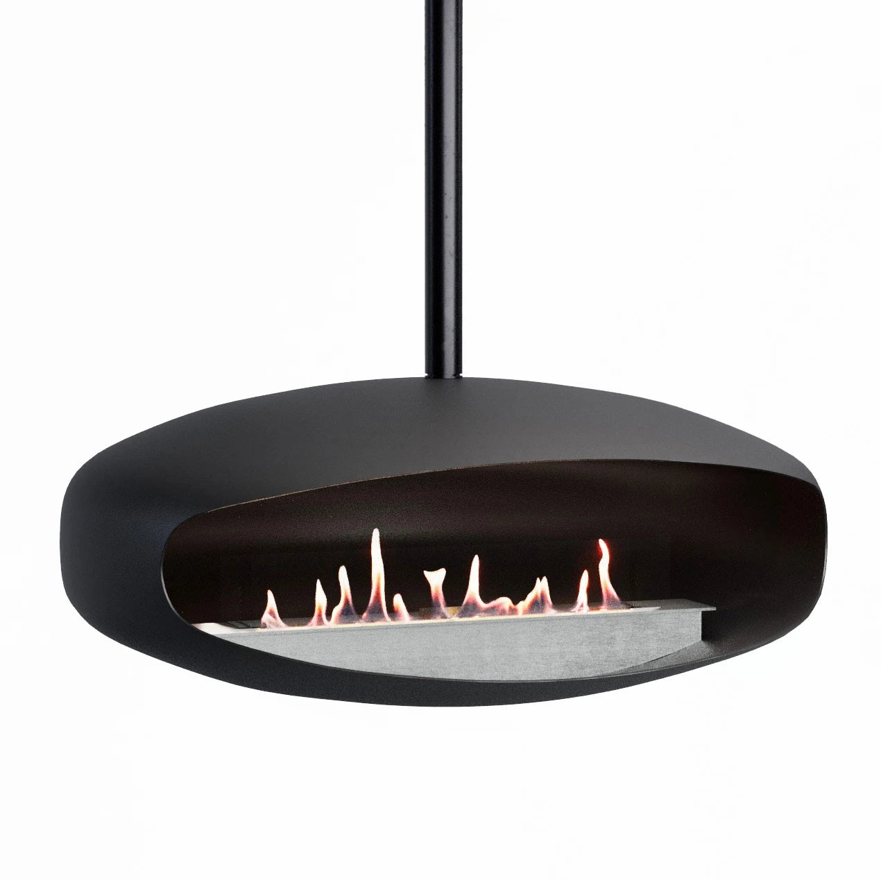 Hein & Haugaard UFO-80 ceiling-mounted bioethanol fireplace in a black finish