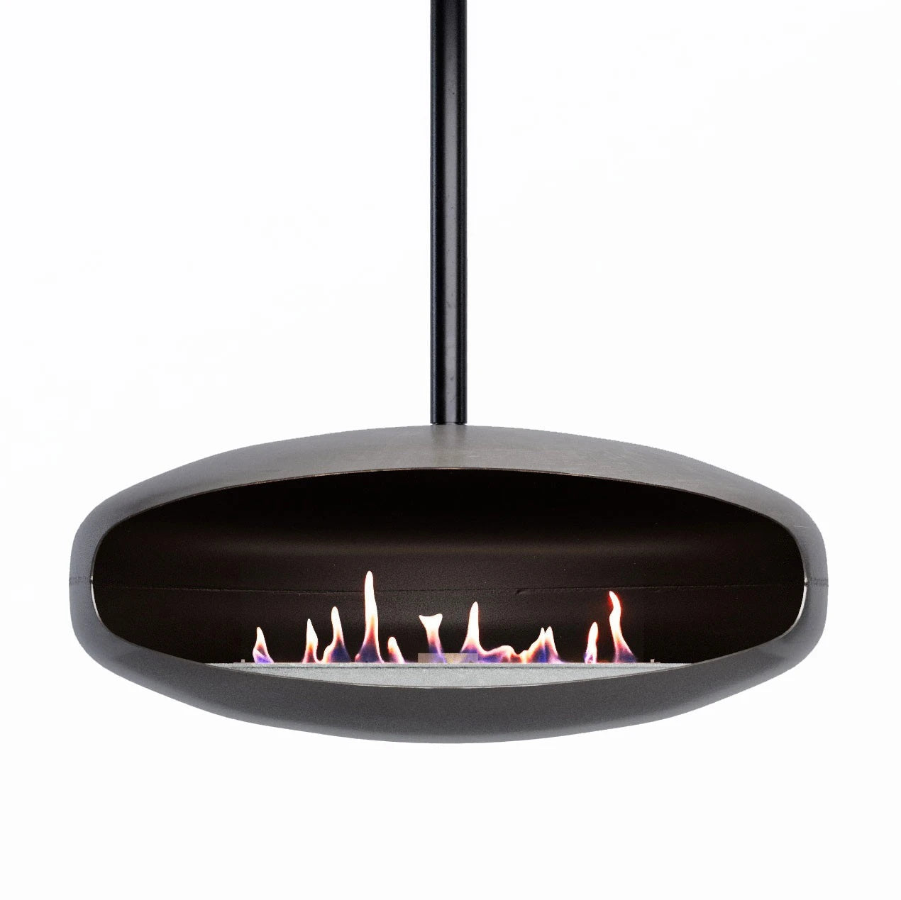 Hein & Haugaard UFO-80 ceiling-mounted bioethanol fireplace in the Industrial New York finish