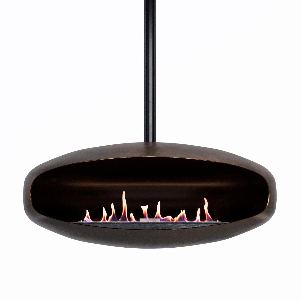 Hein & Haugaard UFO-80 ceiling-mounted bioethanol fireplace in an Oxide finish