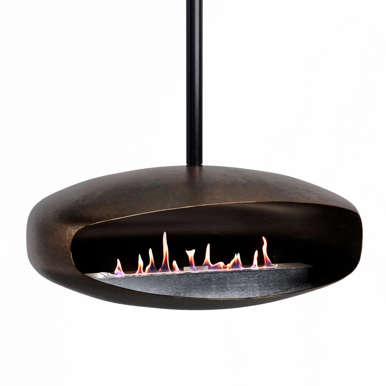 Hein & Haugaard UFO-80 ceiling-mounted bioethanol fireplace in an Oxide finish