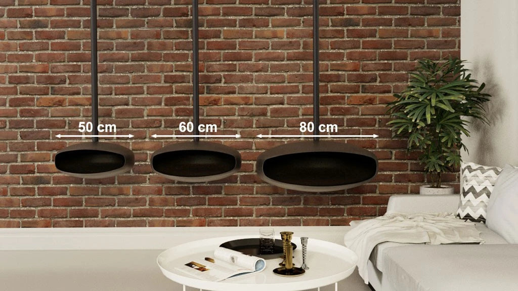 Hein & Haugaard UFO-80 ceiling-mounted bioethanol fireplace in a steel finish