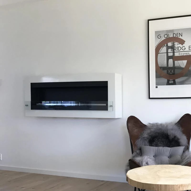 Chimenea bioetanol de pared en color Blanco