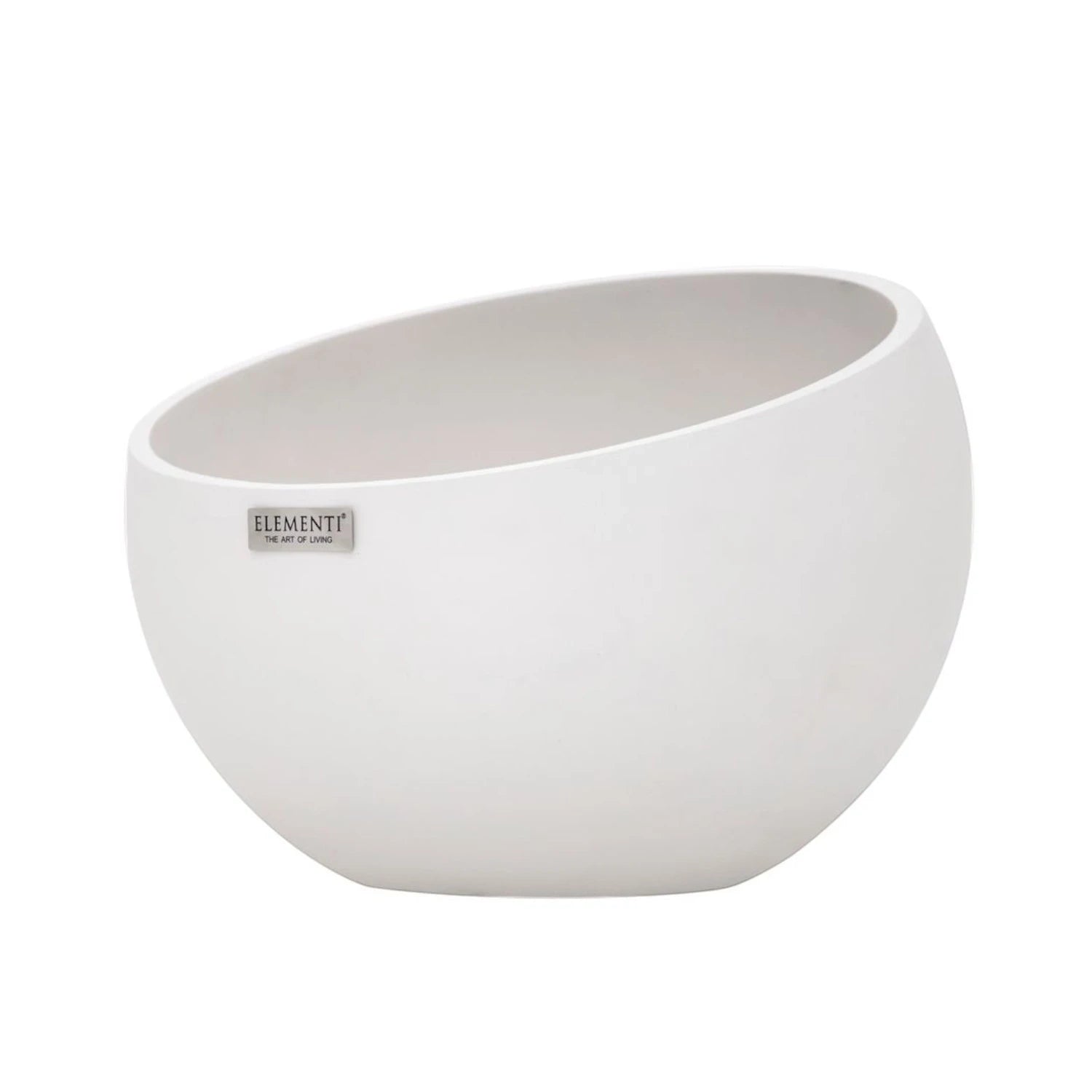 FIRENZE bioethanol fireplace – small round model in white fiber concrete with glass insert