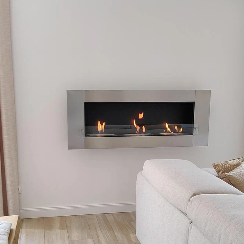 Chimenea de bioetanol XL de pared - Acero inoxidable