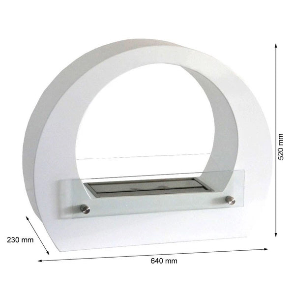 Dallas - Chimenea bioetanol arqueada - Blanco