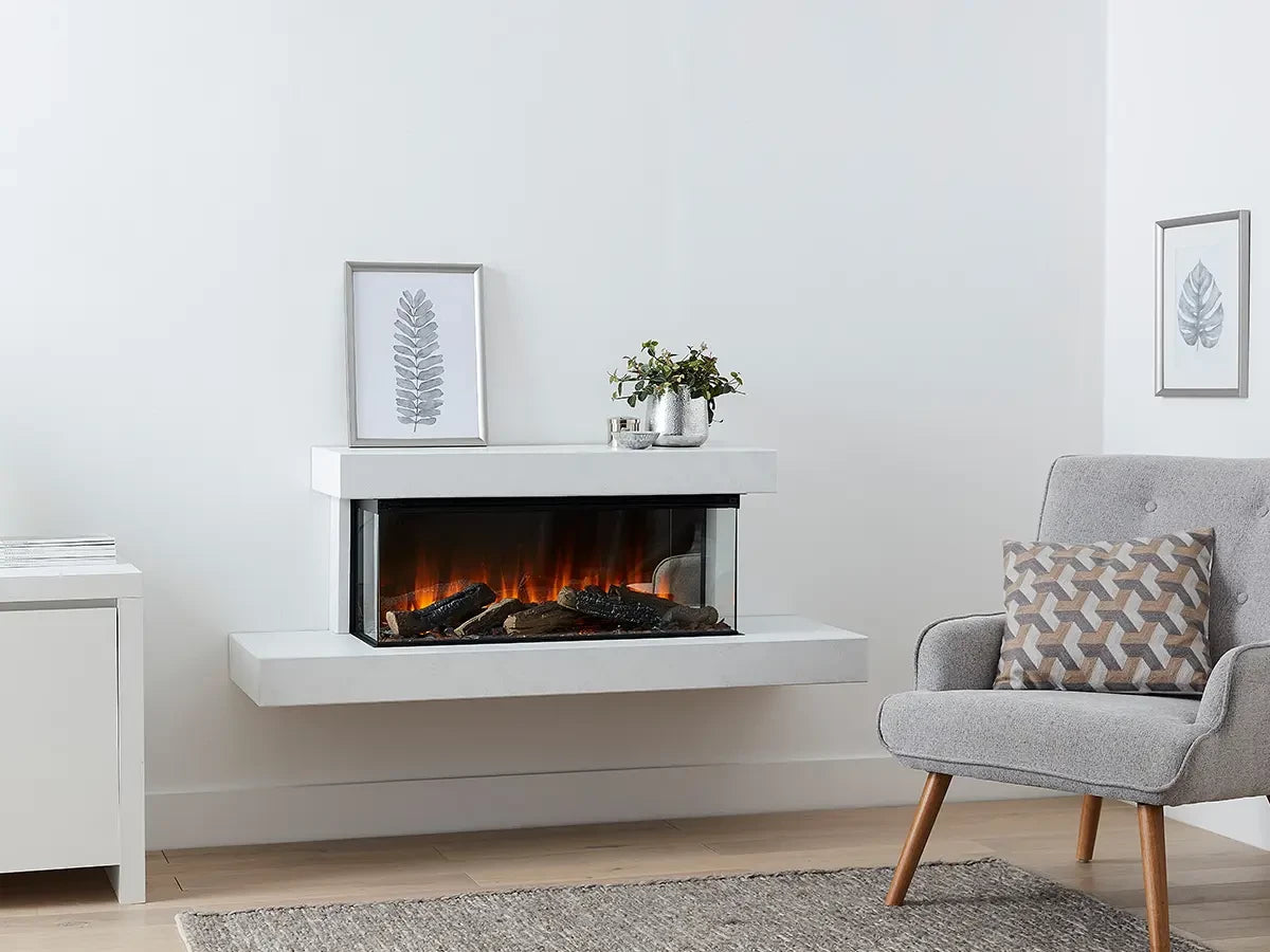 chimenea eléctrica blanca