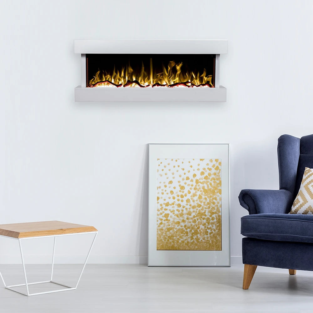 Chimenea eléctrica de pared Norfolk - Blanca