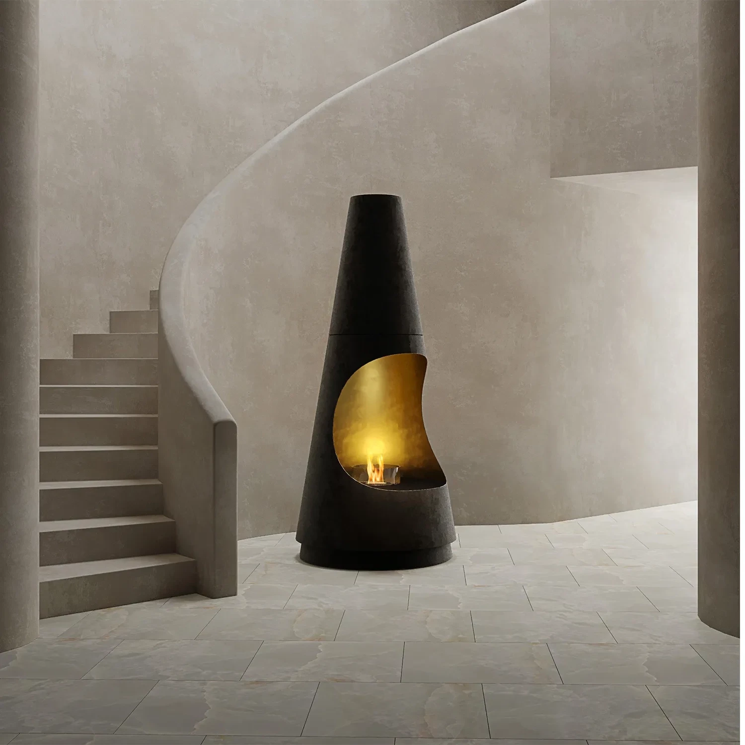 glammfire archimedes exclusive freestanding bioethanol fireplace black