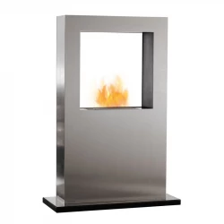 Safretti Cubico XT - acero inoxidable cepillado Chimenea de bioetanol con diseño moderno para el hogar