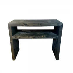 Mesa de láminas de madera negra de Kabeltromlen para exteriores