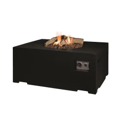 mesa rectangular Negra - Chimenea de gas con diseño sencillo. Exterior, Patio, Jardín.