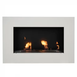 Chimenea de bioetanol de pared blanco mate de 80 cm de ancho Murus