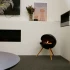 Chimenea de bioetanol circular independiente con tres patas de madera de roble