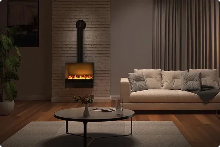 Chimenea vapor de agua opti-myst en pared